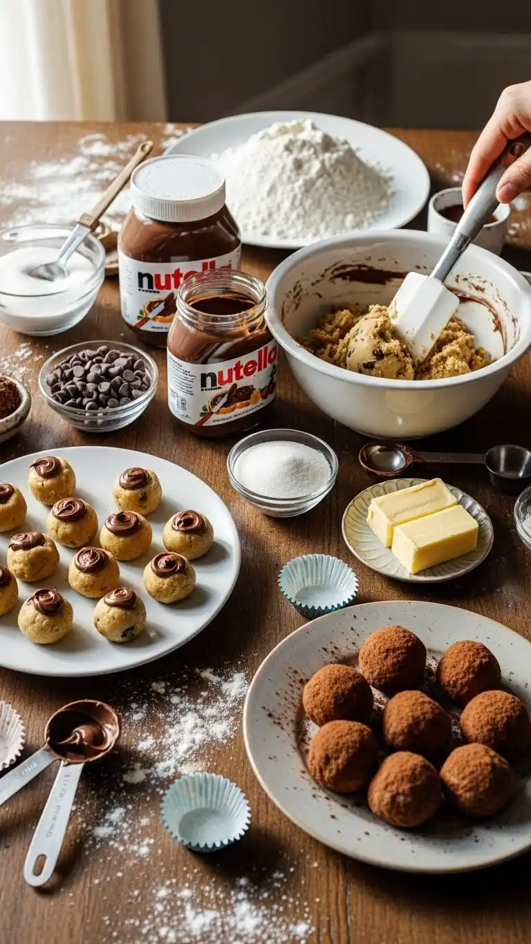 Nutella Stuffed Cookie Dough Truffles Recipe (No Bake!) 2 Nutella stuffed cookie dough truffles0