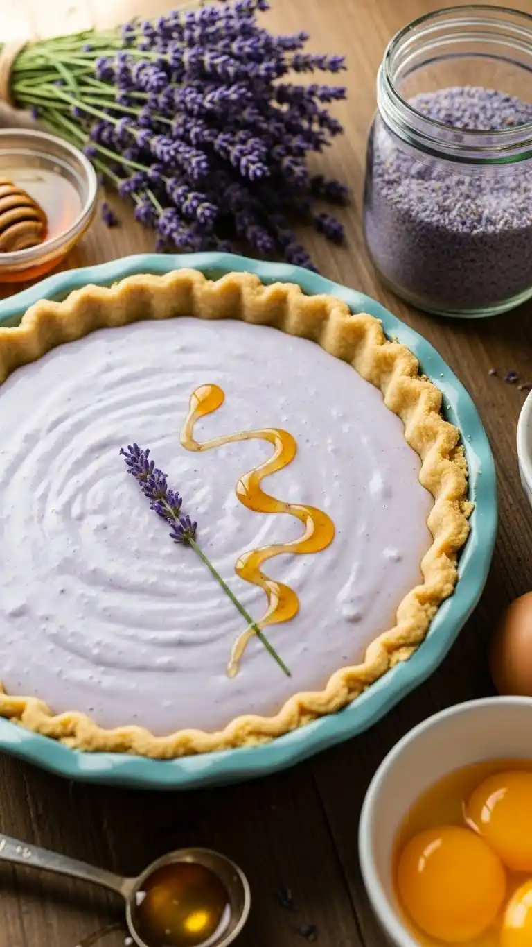 Silky Honey Lavender Custard Pie Recipe with a Floral Twist 2 honey lavender custard pie1