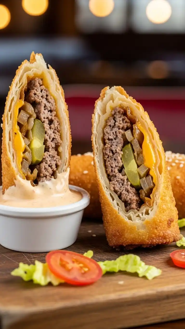 Loaded Cheeseburger Egg Rolls (Crispy & Cheesy) 4 Cheeseburger egg Rolls 2