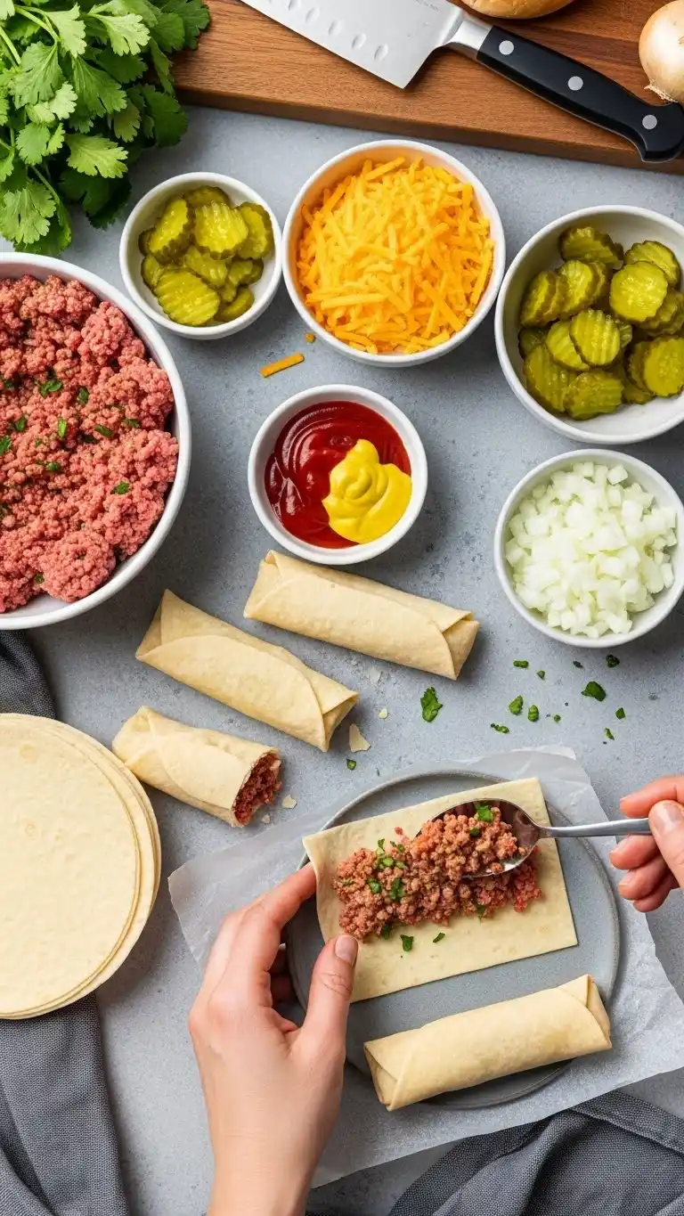 Loaded Cheeseburger Egg Rolls (Crispy & Cheesy) 3 Cheeseburger egg Rolls 2