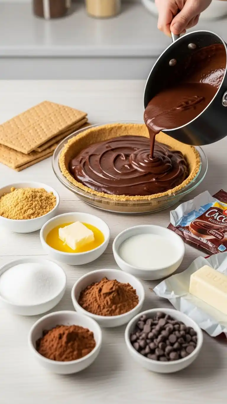 Decadent Chocolate Pudding Pie with Graham Cracker Crust 3 Chocolate Pudding Pie