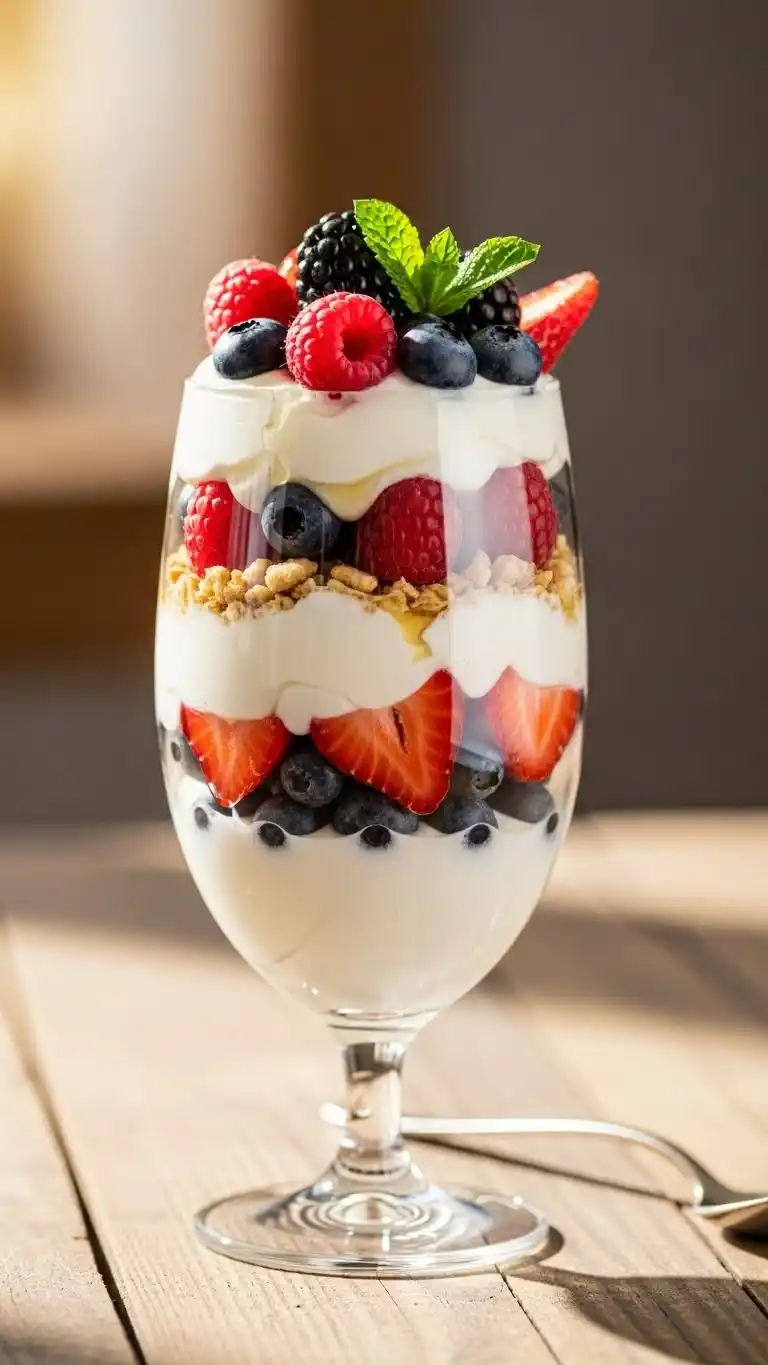 5 Easy Low-Fat Dessert Ideas You’ll Want on Repeat (Yes, Dessert Can Be This Chill) 2 Creamy Berry Yogurt Parfait1