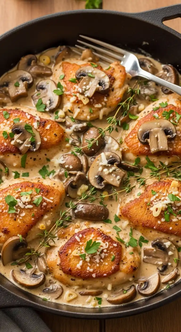 7 Keto Dinners That Don’t Taste Like Diet Food (Promise) 7 _Creamy Mushroom Chicken Skillet