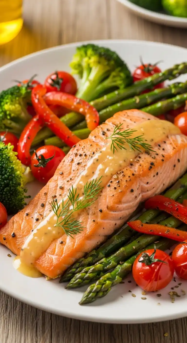 7 Keto Dinners That Don’t Taste Like Diet Food (Promise) 4 _Lemon Butter Salmon with Roasted Veggies