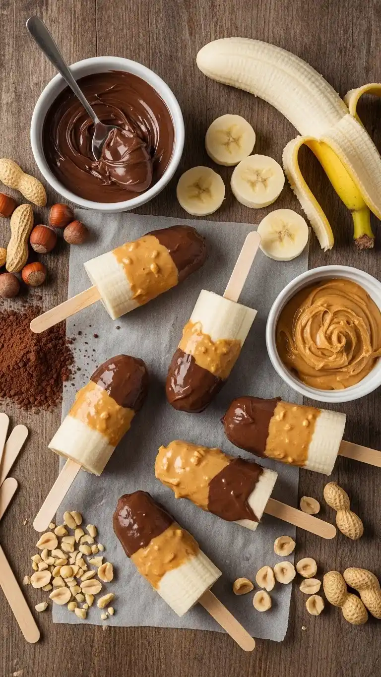 Nutella Peanut Butter Banana Pops: Frozen Fun! 3 Nutella Peanut Butter Banana Pops preps