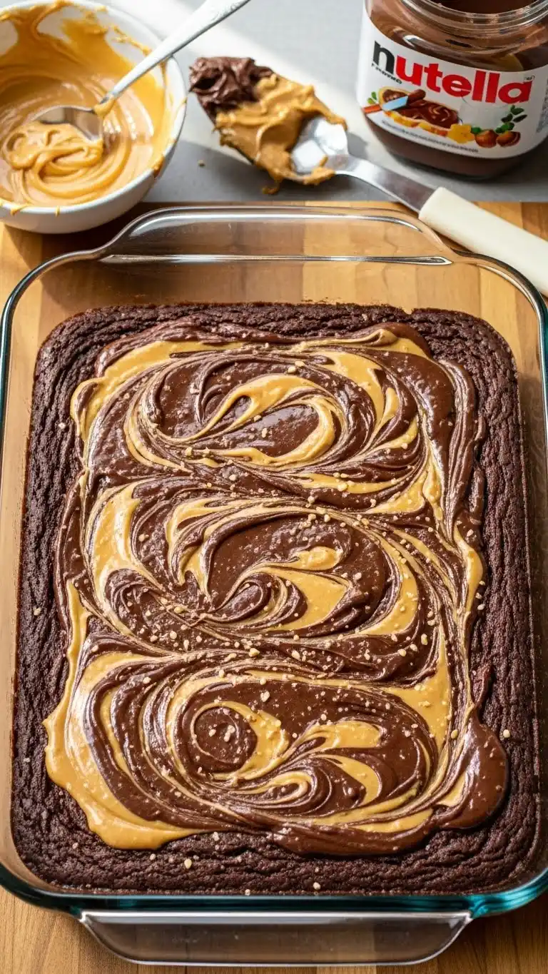 Chocolatey Peanut Butter Nutella Swirl Brownies 3 Peanut Butter Nutella Swirl Brownies