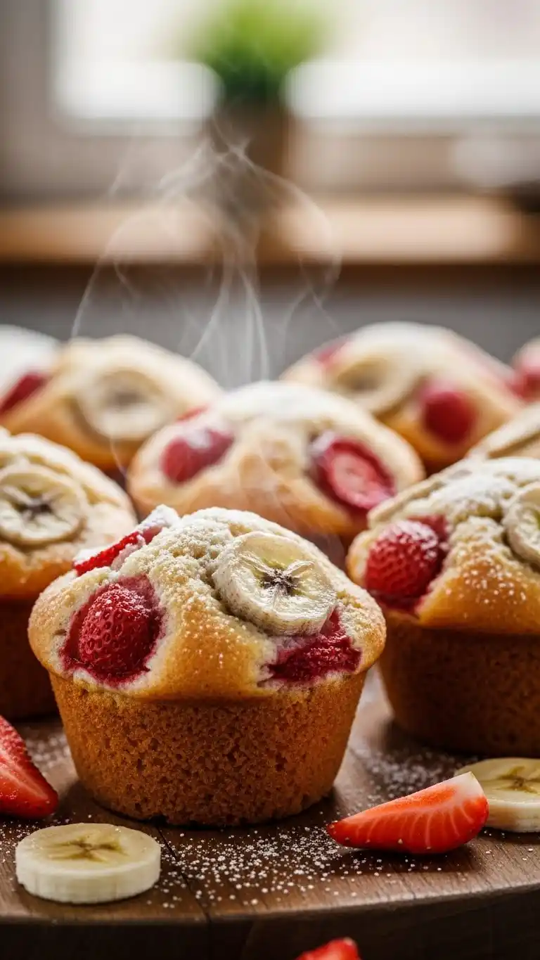 6 Muffin Ideas With Berries That’ll Make Your Mornings Way Better 4 Strawberry Banana Muffins