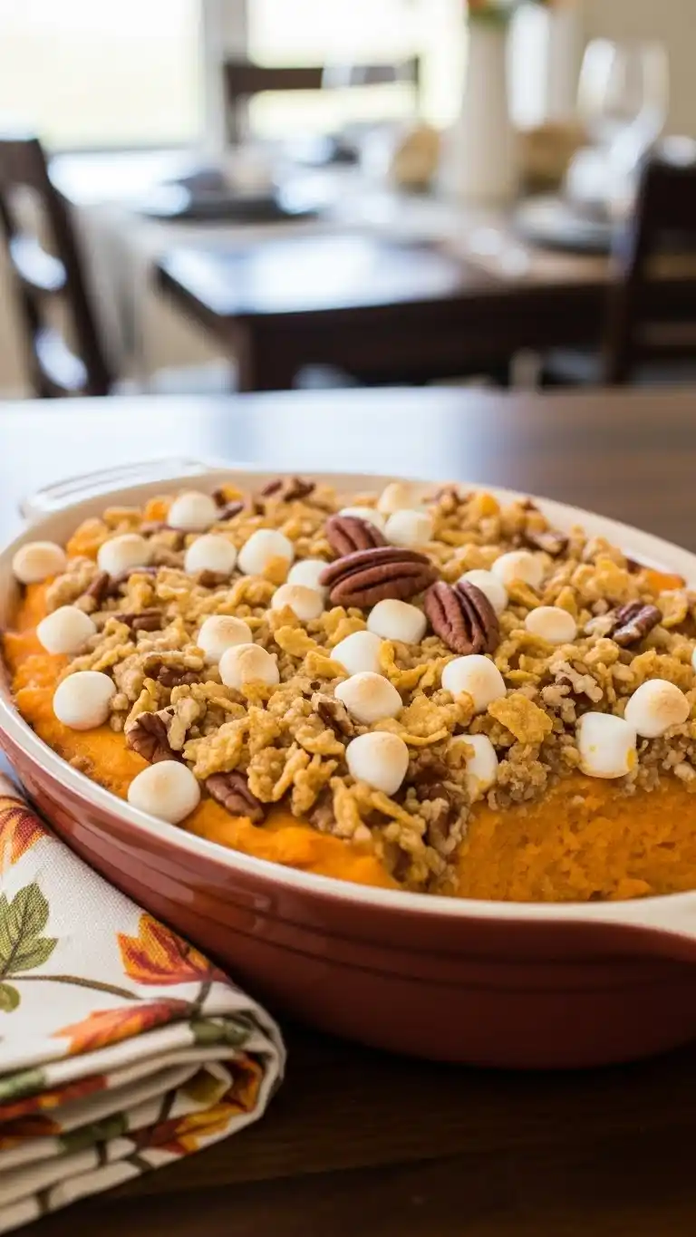 9 Quick Holiday Side Dishes for Busy Hosts 7 Sweet Potato Casserole Crunchy Topping