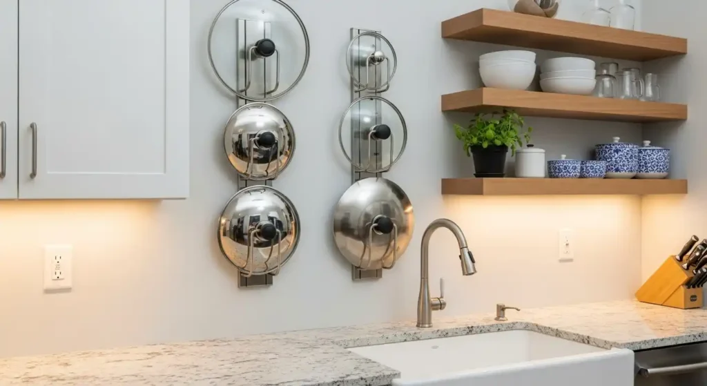 How to Store Pan Lids (Without Losing Your Mind or Your Cabinet Space) 4 Wall-mounted lid racks