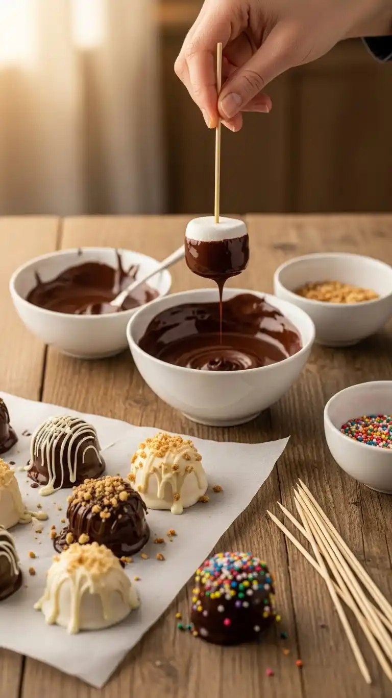 Decadent Chocolate Dipped Marshmallows in Minutes 3 chocolate dipped marshmallows1