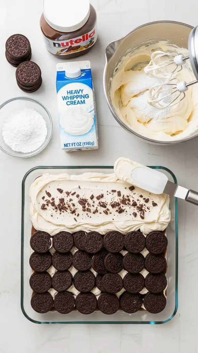 Nutella Oreo Icebox Cake (Easy No-Bake Dessert) 3 nutella oreo icebox cake05