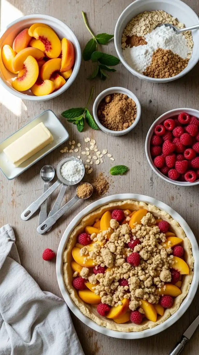 Juicy Peach Raspberry Crumble Pie Everyone Loves 3 peach raspberry crumble pie 1