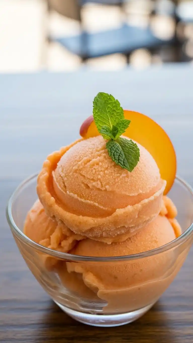 Fruity Peach Sorbet in Minutes 4 peach sorbet 2
