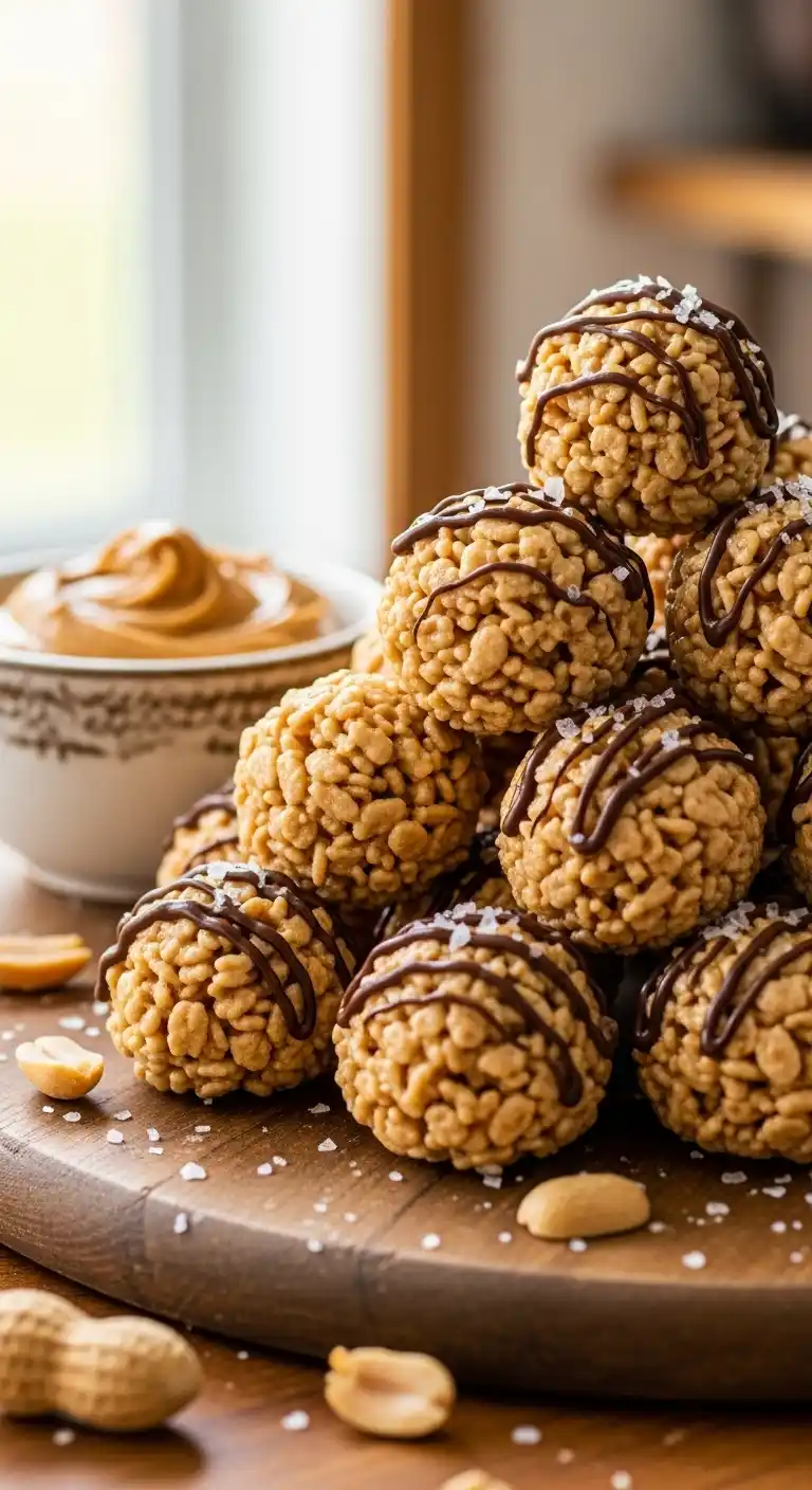 Peanut Butter Rice Krispie Balls with Big Flavor 4 peanut butter rice krispie balls