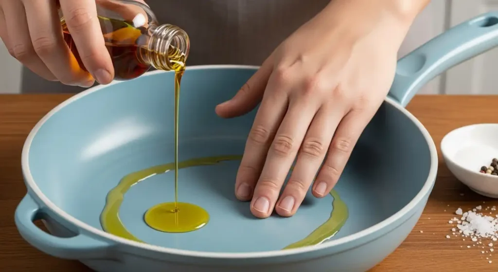 How to Make a Ceramic Pan Non Stick Again 4 seasoned the pan for Maintenance