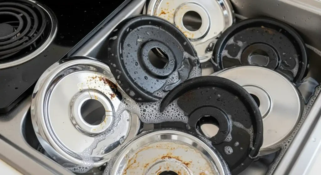 How to Clean Stove Drip Pans: A Simple Guide to a Spotless Stove 2 soaking drip pans