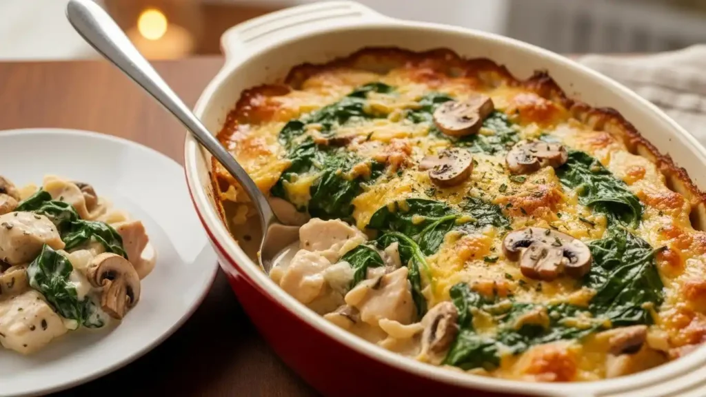 Creamy Spinach Mushroom Chicken Casserole Magic 3 spinach mushroom chicken casserole3
