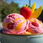 Strawberry Mango Ice Cream With Tropical Summer Vibes 2 strawberry mango ice cream