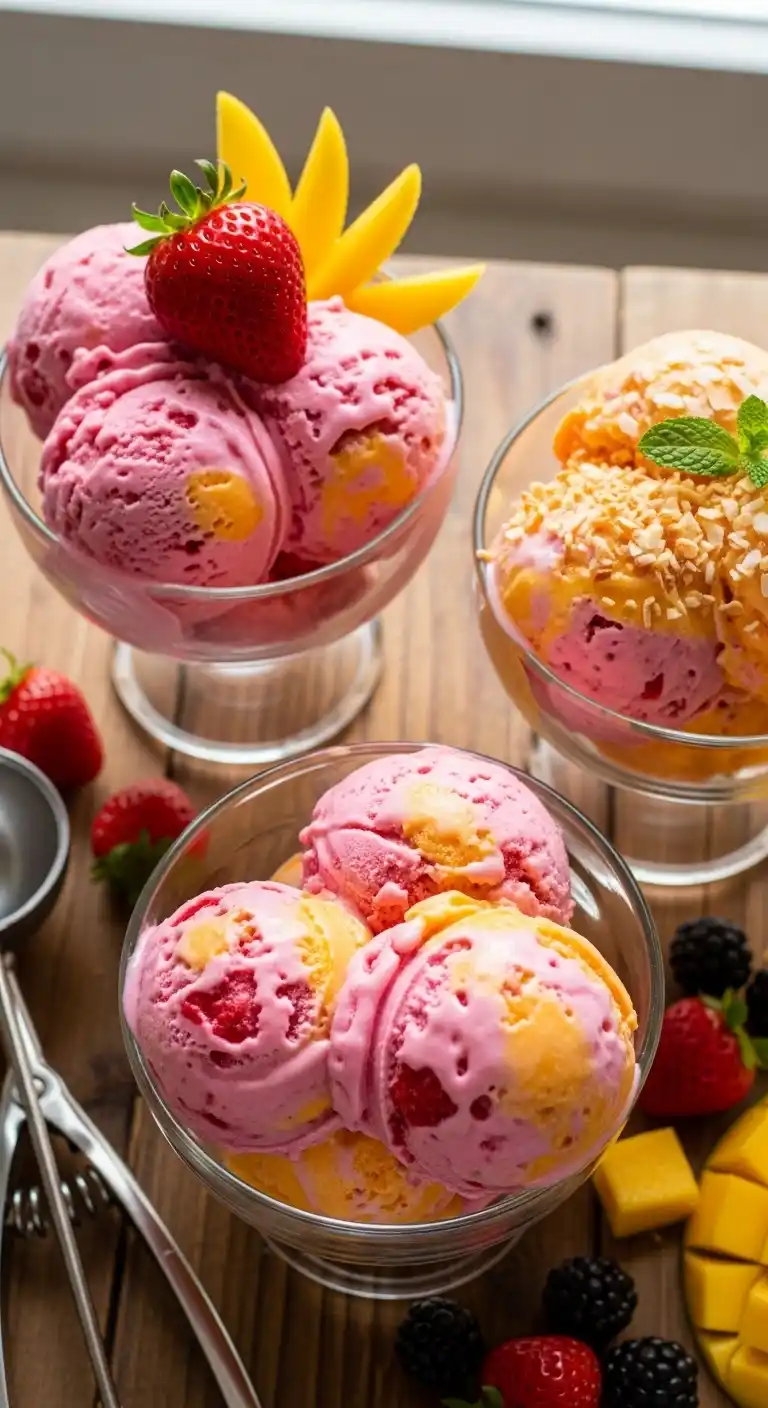 Strawberry Mango Ice Cream With Tropical Summer Vibes 4 strawberry mango ice cream3