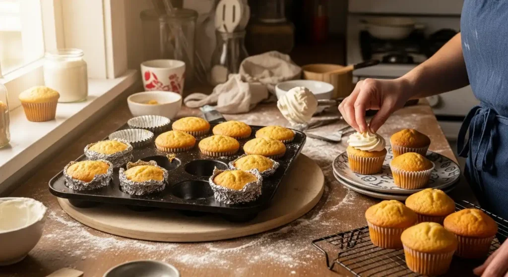 How to Make Cupcakes Without Cupcake Pan (Yes, It’s Totally Possible) 3 use foil sheets to bake cupcakes