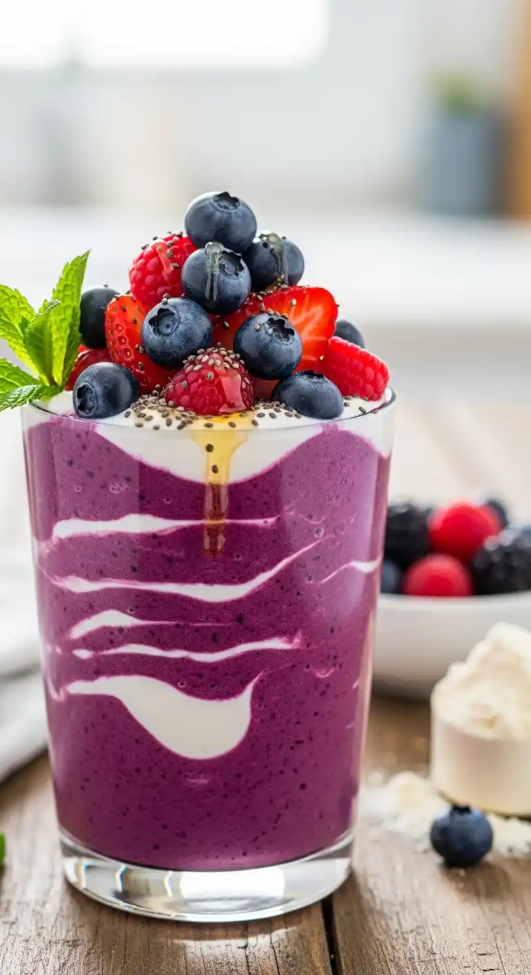 20 Fat-Burning Healthy Smoothie Recipes 4 Berry Protein Power Smoothie3