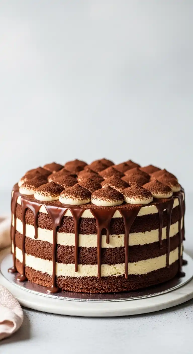 12 Stunning Tiramisu Wedding Cake Ideas That’ll Wow Every Guest 5 Chocolate Tiramisu Cake with Ganache Drip