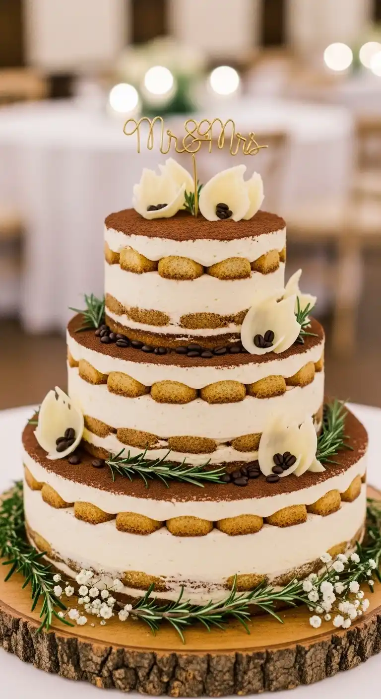 12 Stunning Tiramisu Wedding Cake Ideas That’ll Wow Every Guest 2 Classic Layered Tiramisu Wedding Cake