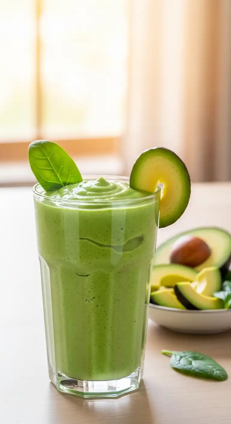 20 Fat-Burning Healthy Smoothie Recipes 7 Creamy Avocado Spinach Smoothie6