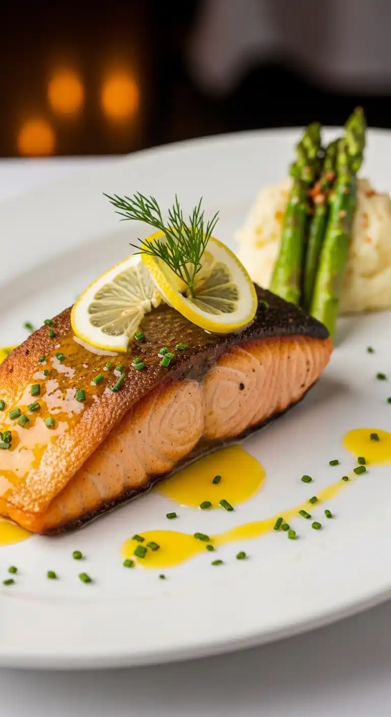 7 Salmon Dinner Recipes That’ll Make You Feel Fancy (Without Trying That Hard) 2 Crispy Skin Salmon with Lemon Butter Drizzle (1)