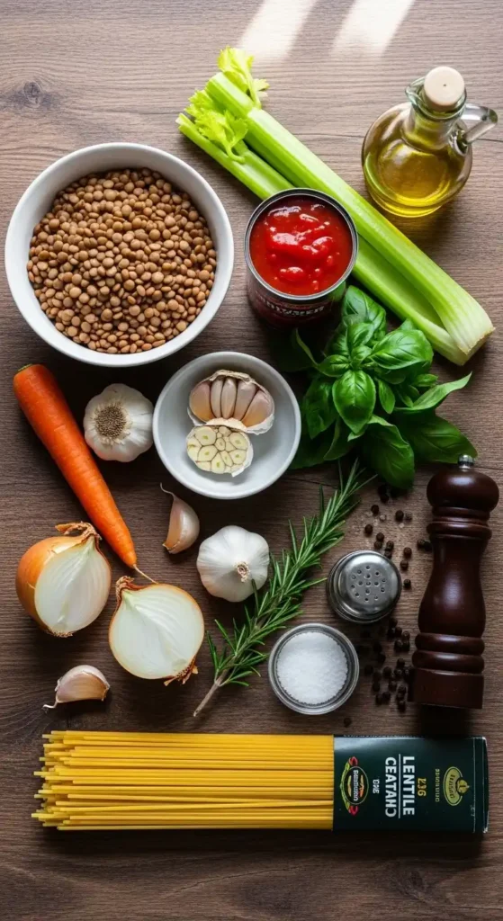 Protein-Rich Lentil Bolognese: Weeknight Win 3 _Lentil Bolognese ingredients