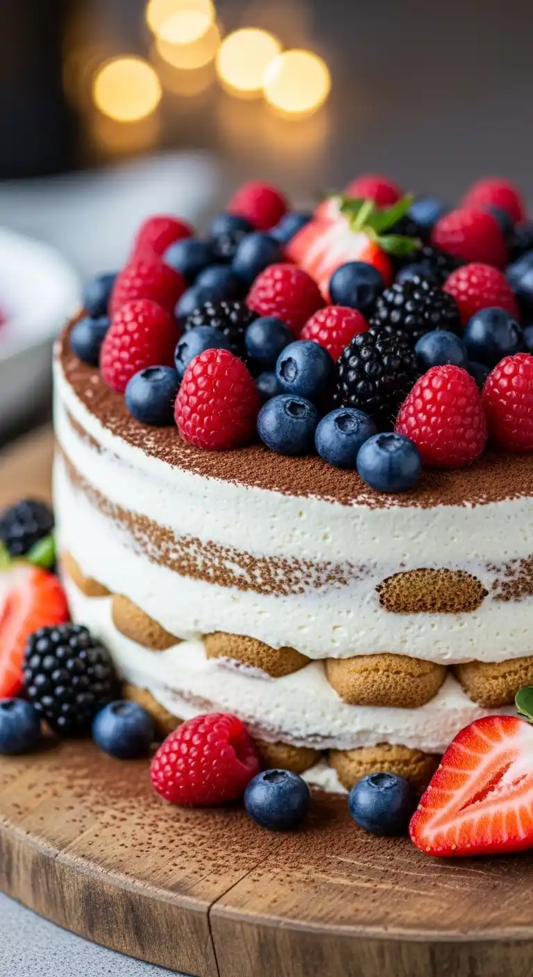 12 Stunning Tiramisu Wedding Cake Ideas That’ll Wow Every Guest 3 Tiramisu Cake with Fresh Berries