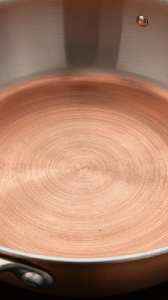 How to Clean All Clad Pans Without the Fuss 3 Closeup of copper bottom detail on All Clad pan