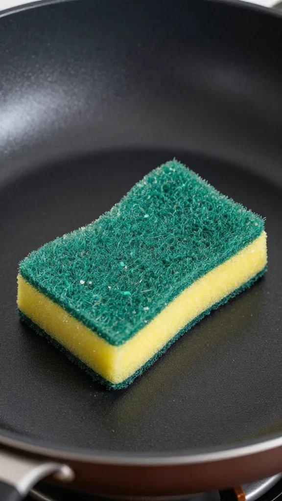 How to Clean All Clad Pans Without the Fuss 4 Closeup of nonstick interior being cleaned with gentle sponge