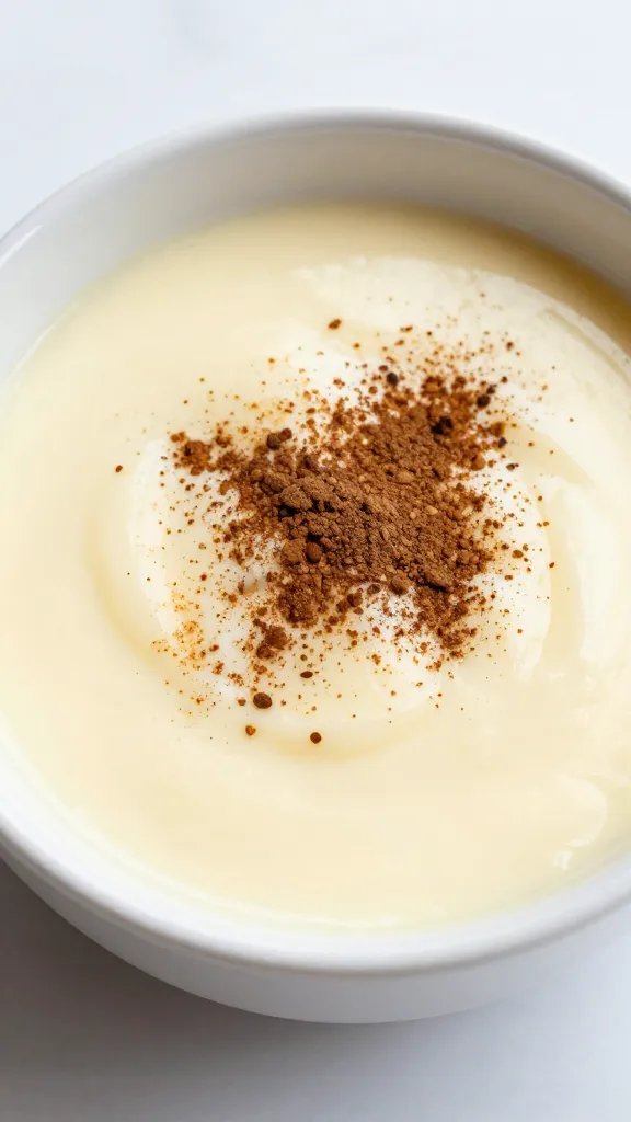 Classic Vanilla Pudding Recipe: Cozy Comfort in Minutes 5 single bowl of vanilla pudding with a dusting of cinnamon, close crop