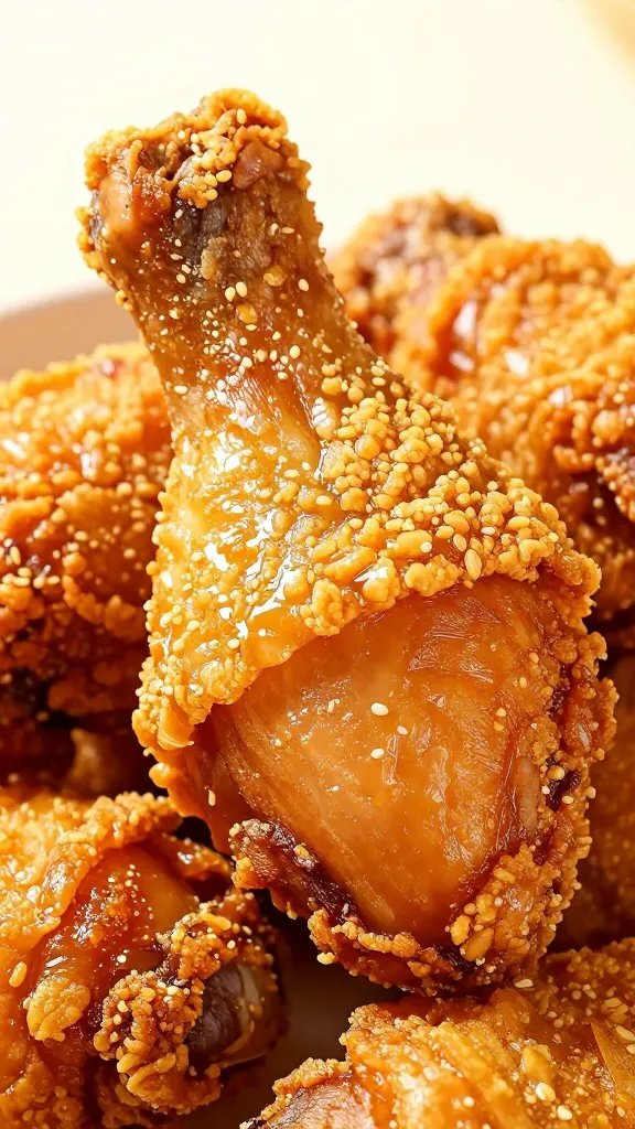 Grandma’S Southern Fried Chicken Recipe: Crispy Perfection 3 Closeup of crispy fried chicken drumstick skin shimmering