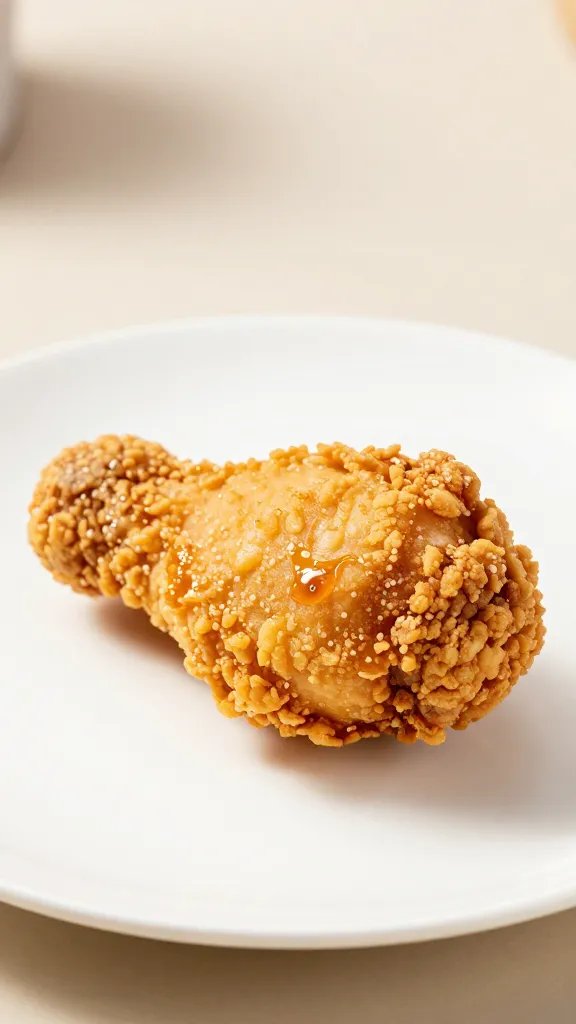 Grandma’S Southern Fried Chicken Recipe: Crispy Perfection 6 Side-profile shot of a single fried chicken piece on white plate