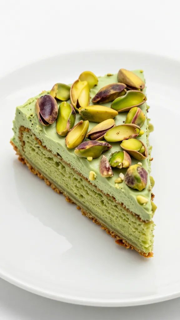 Pistachio Cake Recipe: Easy Green Showstopper 4 Closeup of pistachio cake slice on clean white plate