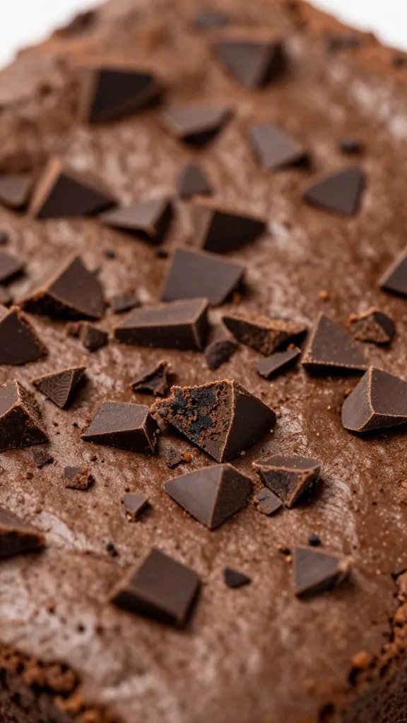 Gluten Free Brownies Recipe: Fudgy Perfection 5 focused view of chopped dark chocolate pieces on brownie surface