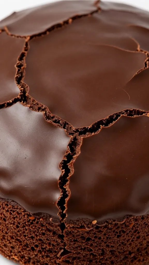 Flourless Chocolate Cake Recipe: Irresistible & Easy? 5 closeup of glossy flourless chocolate cake top with crackled surface
