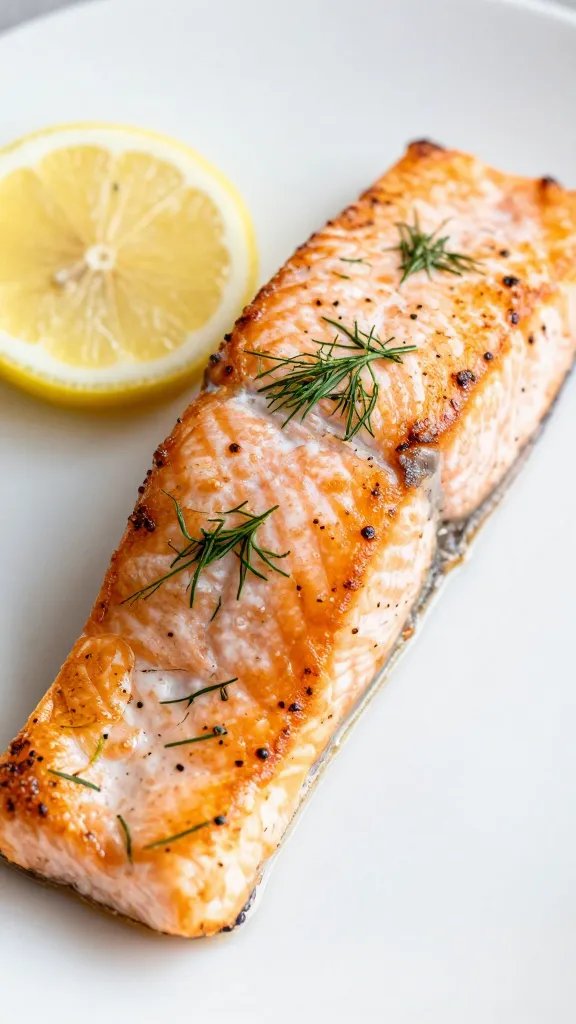 Lemon Dill Baked Salmon Recipe: Quick Gourmet Dinner 4 closeup of lemon-dill baked salmon fillet on white plate
