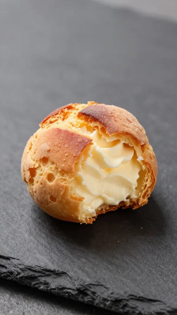 Peach Cream Cheese Puff Pastry Bites: Easy Wow 6 single bite-sized peach cream cheese puff on slate surface