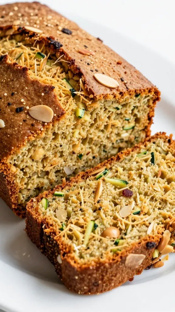 Ultimate Almond Flour Zucchini Bread Recipe Wins Everyone 4 Closeup slice of almond flour zucchini bread on a white plate