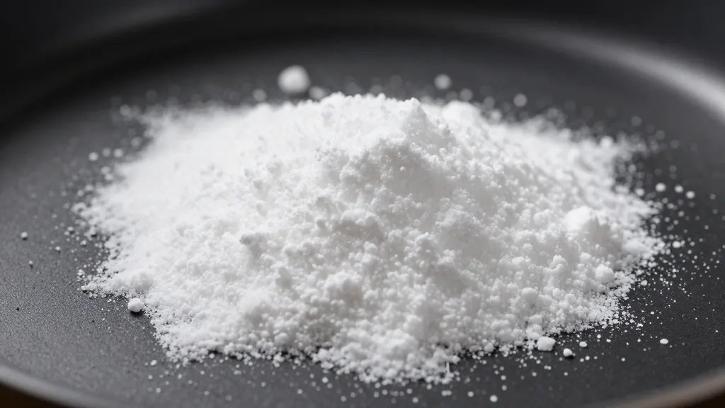 How to Fix Scratched Non Stick Pan in 5 Simple Steps 3 Macro shot of baking soda sprinkle on pan coating detail