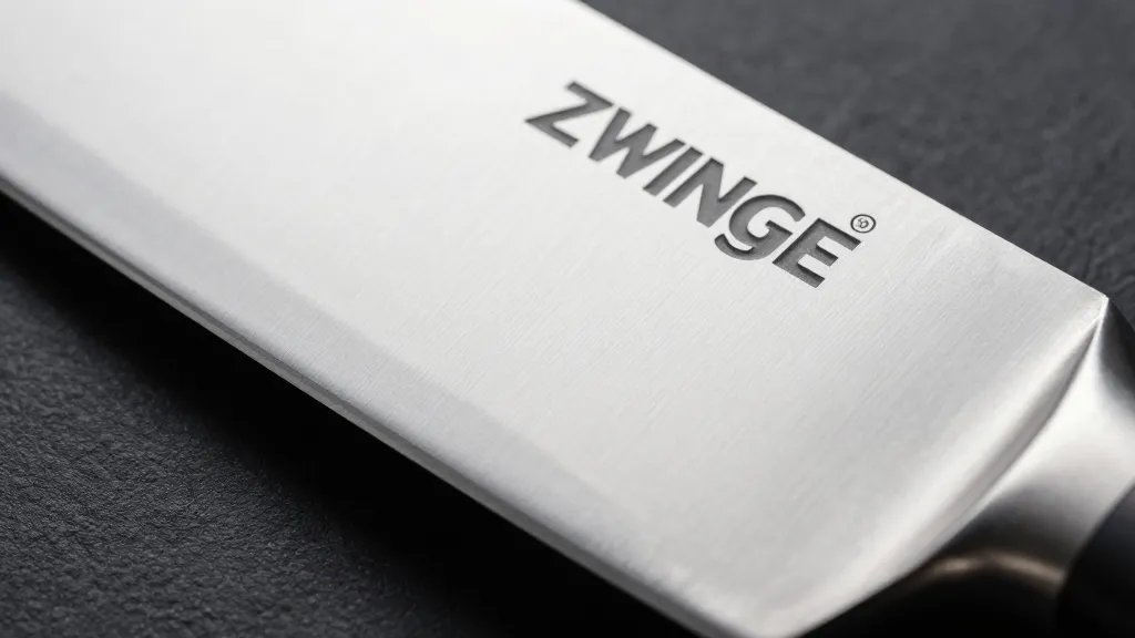 Zwilling vs All-Clad: Which Cookware Brand Wins in 2026? 2 Closeup of a Zwilling chef knife spine with blade steel texture