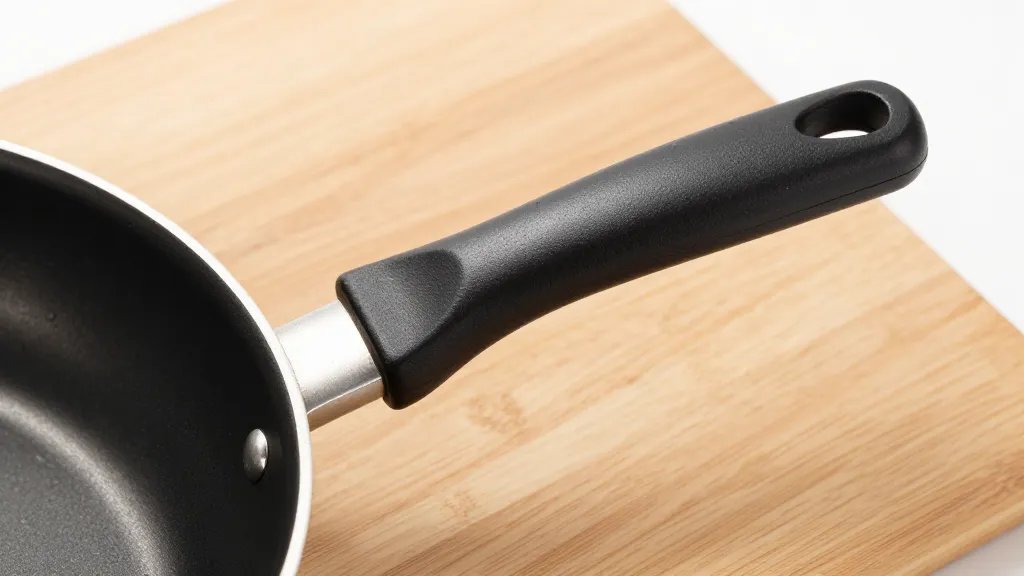French Skillet Vs Fry Pan: Which Wins Your Kitchen? 2 closeup of a fry pan handle on wooden board