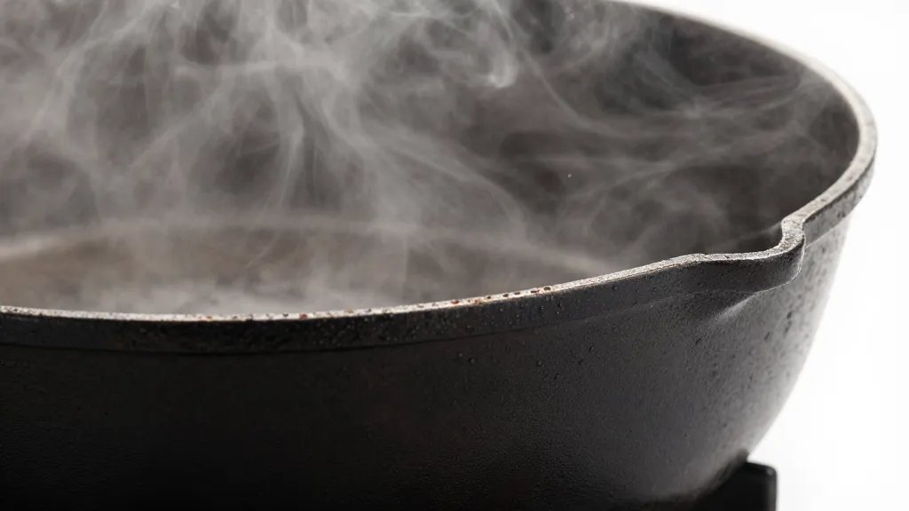 French Skillet Vs Fry Pan: Which Wins Your Kitchen? 5 closeup of a single seasoned French skillet corner venting steam