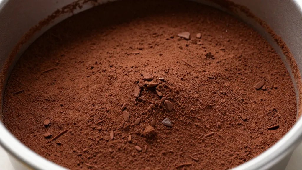 How to Keep Cake From Sticking to Pan Without Tears and Tears 3 Closeup of cocoa-dusted chocolate cake pan interior, even coating