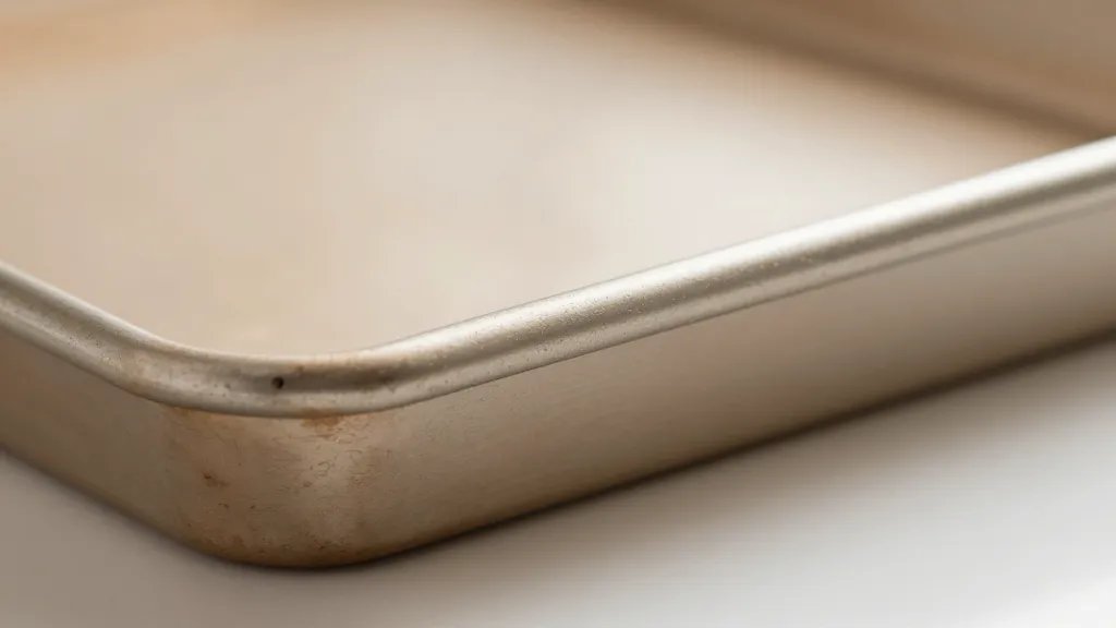 Sheet Pan Vs Cookie Sheet: the Quick Hack for Perfect Bakes 5 closeup of a bare cookie sheet edge showing air circulation