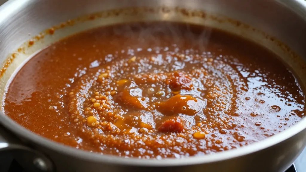 What Is a Nonreactive Pan and Why It Matters in Cooking 4 closeup of simmering sauce in nonreactive pan (no utensils)