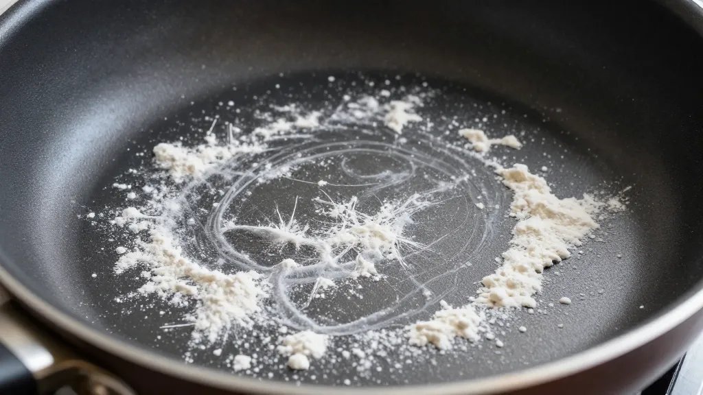 How to Prepare a Cake Pan for Perfect Cakes 3 Closeup of nonstick pan bottom after light flour dusting